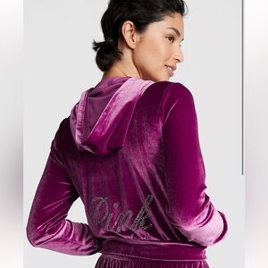 Pink velour cropped shine jacket